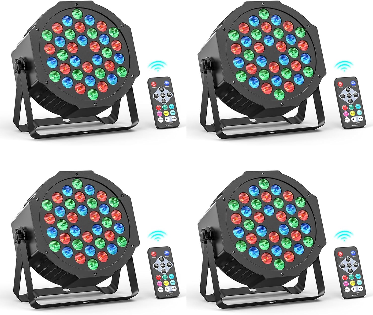 4PCS 36LED Par Lights, RGB Stage Lights, DMX Disco Lights 4PCS 36LED Par Lights, RGB Stage Lights, DMX Disco Lights with Remote Control, Effect Spotlights with Sound Activated Control, for Bare Wedding Birthday Party Halloween Christmas