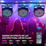 4PCS 36LED Par Lights, RGB Stage Lights, DMX Disco Lights with Remote Control, Effect Spotlights with Sound Activated Control, for Bare Wedding Birthday Party Halloween Christmas - Imagen 3