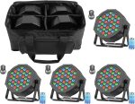 Battery Powered LED Spotlight, 4 Piece, 36 RGB Battery Powered Bulbs, LED Par Lights with Lighting Pack, DMX and Remote Control, Disco Light for DJs, Festivals and Stages