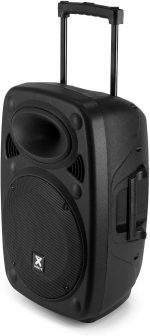 Vonyx Verve38 800W Portable Powered Speaker with Battery, Bluetooth, 12" Subwoofer, USB/SD/MP3 Player, AUX Input, 2 UHF Microphones, Karaoke and Remote Control, Black - Imagen 7