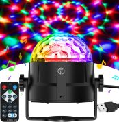 LED Disco Ball Lights, 7 Colours RGB Light with Sound Activated, 4M USB Cable, 360 Rotation, Ideal for Birthdays, Discos, Party, Bar, Christmas, Weddings