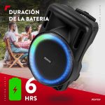 Fenton FT15LED MK2 – Portable Active Speaker, 15" 800W Bluetooth, USB, SD, UHF Wireless Microphone, LED Woofer, Battery, AUX Input, Talkover, Remote Control, Trolley, Stereo Pairing - Imagen 3