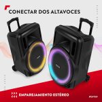Fenton FT15LED MK2 – Portable Active Speaker, 15" 800W Bluetooth, USB, SD, UHF Wireless Microphone, LED Woofer, Battery, AUX Input, Talkover, Remote Control, Trolley, Stereo Pairing - Imagen 5
