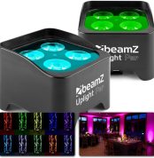 BeamZ BBP90 Set of 2 Uplight 4 Watt 4 LED PAR Light Bulbs with Battery Remote Control DMX Ideal for Stage Lighting DJ Stage Disco Party Black