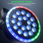 108W RGBW LED Pair with RGB 24 LED Ring Light, D MX Stage Lights with Sound Activation and 255 Effects, Disco Spotlights for Party, Performances, Events, Christmas, Halloween - Imagen 6