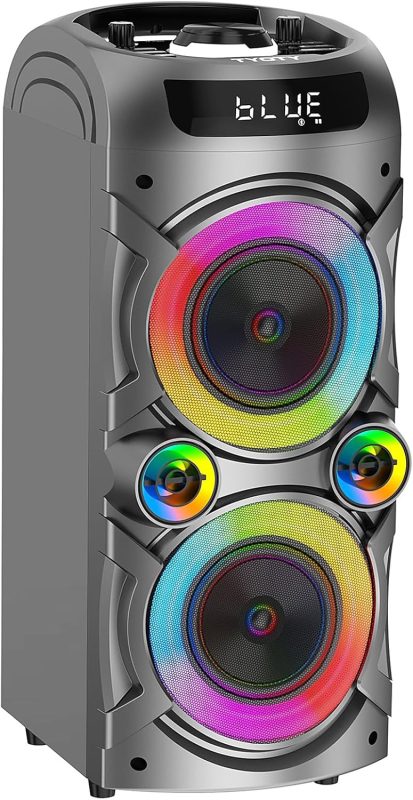 100W Portable Bluetooth Speaker, High Power Wireless Speaker, TWS, Paired Stereo, Deep Bass, Large Party Speaker with Subwoofer, LED Light (Black)
