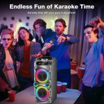 100W Portable Bluetooth Speaker, High Power Wireless Speaker, TWS, Paired Stereo, Deep Bass, Large Party Speaker with Subwoofer, LED Light (Black) - Imagen 6