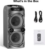 100W Portable Bluetooth Speaker, High Power Wireless Speaker, TWS, Paired Stereo, Deep Bass, Large Party Speaker with Subwoofer, LED Light (Black) - Imagen 9