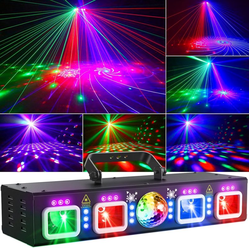 Ehaho 6 in 1 Disco Lights L2900 | 3D RGB Disco Light with Musik Sound Activated | DJ Lights with Remote Control | Stage Lighting with DMX512 for Parties, Halloween, Bar, Club, Rave