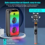 Bluetooth Speakers with 2 Wireless Microphones, Portable Karaoke Machine, PA System with LED Lights, Bluetooth Karaoke Speaker Compatible with TF/USB Cards, AUX Input, TWS - Imagen 3