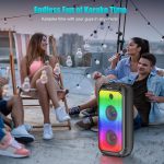 Bluetooth Speakers with 2 Wireless Microphones, Portable Karaoke Machine, PA System with LED Lights, Bluetooth Karaoke Speaker Compatible with TF/USB Cards, AUX Input, TWS - Imagen 6