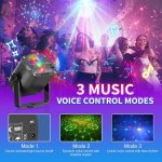 Disco Lights, Projector Light Party Atmosphere Karaoke Music with 60 Different Patterns, 2M USB Remote for Family, Disco Club Wedding Stroboscopic Colours Disco Room Lights - Imagen 4