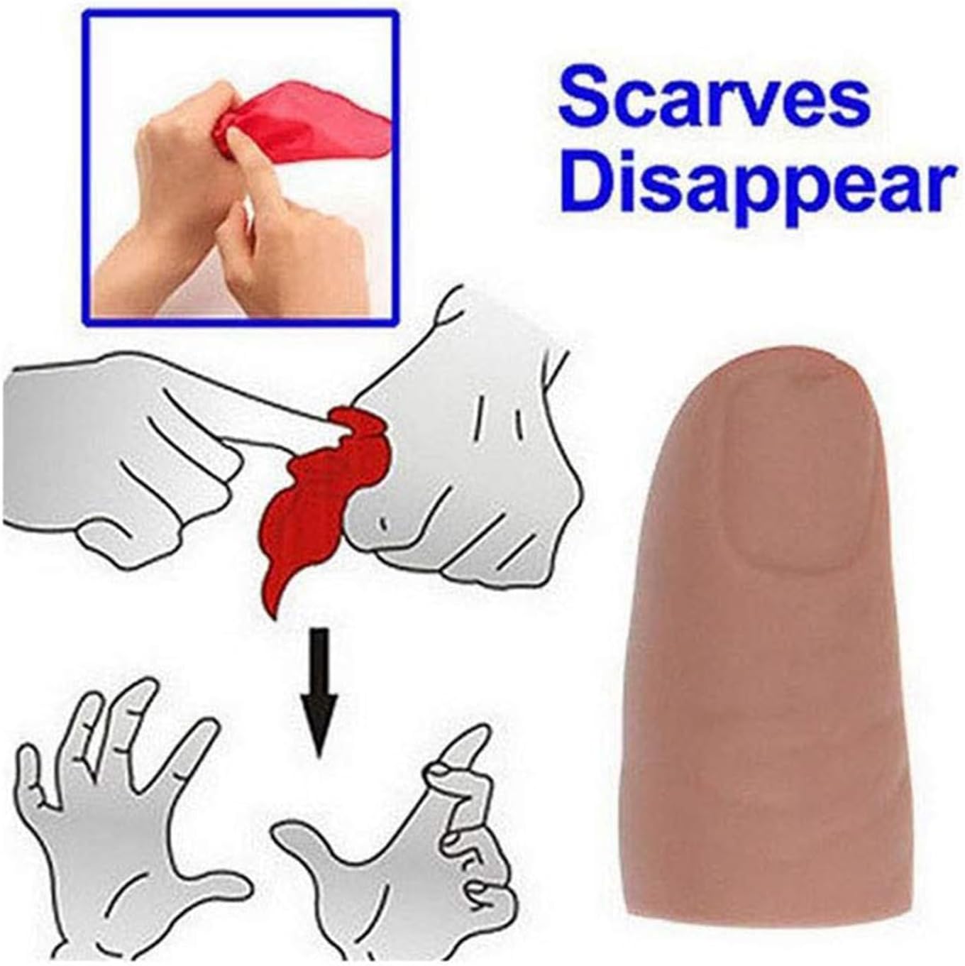 Accesorios Mágicos de Dedo Falso - Accesorios Truco Seda Desaparecedora,Juguete Realista para Magos Bromas Carnavales Fiestas Familiares Espectáculos Cumpleaños Entretenimiento - Imagen 4