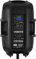 Vonyx VPS152A Powered Speakers Pack of 2 1000W Portable Active/Passive Bluetooth Speakers, 15 Inch, Wired Microphone, Remote Control, Tripods, MP3 Player with USB/SD, LEDs - Imagen 4