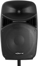 Vonyx VPS152A Powered Speakers Pack of 2 1000W Portable Active/Passive Bluetooth Speakers, 15 Inch, Wired Microphone, Remote Control, Tripods, MP3 Player with USB/SD, LEDs - Imagen 7