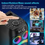 Bluetooth Speaker 160W Maximum Power, Powerful Stereo Sound Bassi Profondi Large Portable Party Speakers with Subwoofer, TWS Pairing, Dynamic LED Light for Parties Camping - Imagen 6