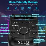 Bluetooth Speaker 160W Maximum Power, Powerful Stereo Sound Bassi Profondi Large Portable Party Speakers with Subwoofer, TWS Pairing, Dynamic LED Light for Parties Camping - Imagen 7