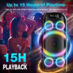 Bluetooth Speaker 160W Maximum Power, Powerful Stereo Sound Bassi Profondi Large Portable Party Speakers with Subwoofer, TWS Pairing, Dynamic LED Light for Parties Camping - Imagen 8