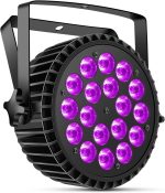 Projector Par LED UV 200W 18 LED Scene Light Projector Disco Light Party, 8CH RGB DMX Strobe Sound Active Mode Stage Lighting DJ for Show Bar Party Halloween