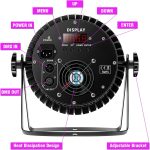 Projector Par LED UV 200W 18 LED Scene Light Projector Disco Light Party, 8CH RGB DMX Strobe Sound Active Mode Stage Lighting DJ for Show Bar Party Halloween - Imagen 6