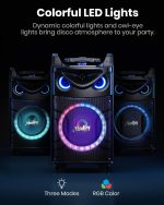 Moukey Karaoke Machine, 10 Inch Subwoofer PA System, Bluetooth Speaker with 2 Wireless Microphones, Tablet Holder, Disco Lights, Remote Control, Wheels, Supports Adjustable - Imagen 5