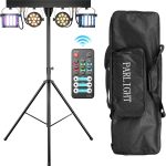 UKing 60W Stage Light with Stand, DMX-3/6/15CH 24pcs RGBW LED Par Headlight +8pcs RGBW Derby Disco Lighting for Party Churches Concerts Weddings Birthday Parties