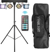 UKing 60W Stage Light with Stand, DMX-3/6/15CH 24pcs RGBW LED Par Headlight +8pcs RGBW Derby Disco Lighting for Party Churches Concerts Weddings Birthday Parties