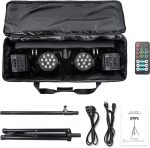 UKing 60W Stage Light with Stand, DMX-3/6/15CH 24pcs RGBW LED Par Headlight +8pcs RGBW Derby Disco Lighting for Party Churches Concerts Weddings Birthday Parties - Imagen 6