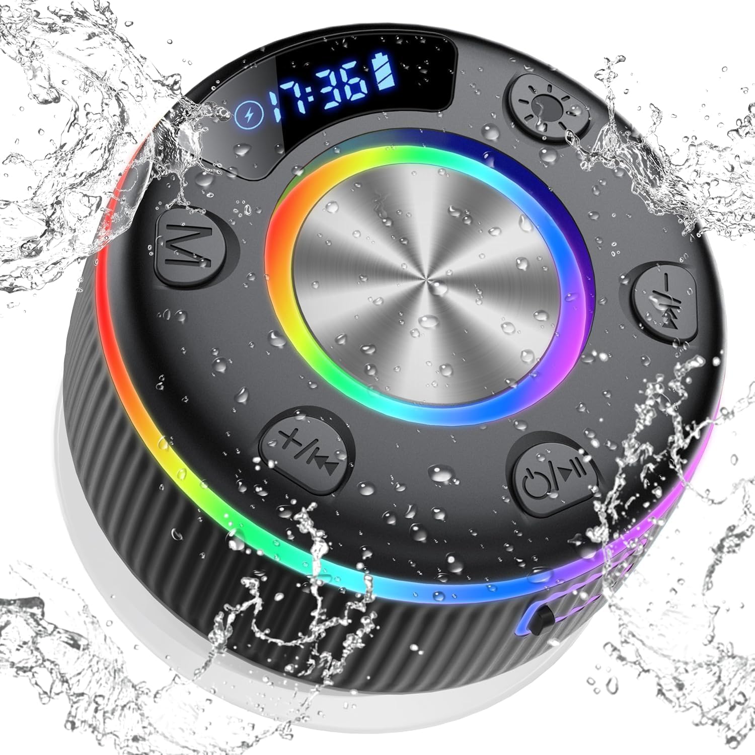 Bluetooth Speaker with Stereo Sound, IPX7 Waterproof Music Box with Bluetooth Speaker with Stereo Sound, IPX7 Waterproof Music Box with Suction Cup and Lanyard, Built-in Microphone, Wireless Speaker