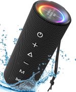Tronsmart Mirtune C2 Bluetooth 5.3 Speaker, Powerful Portable Speaker with Colour LED Light, 24H Playback, IPX7 Waterproof, 360° Stereo Sound, App Control, Supports TF, SD, for Outdoor