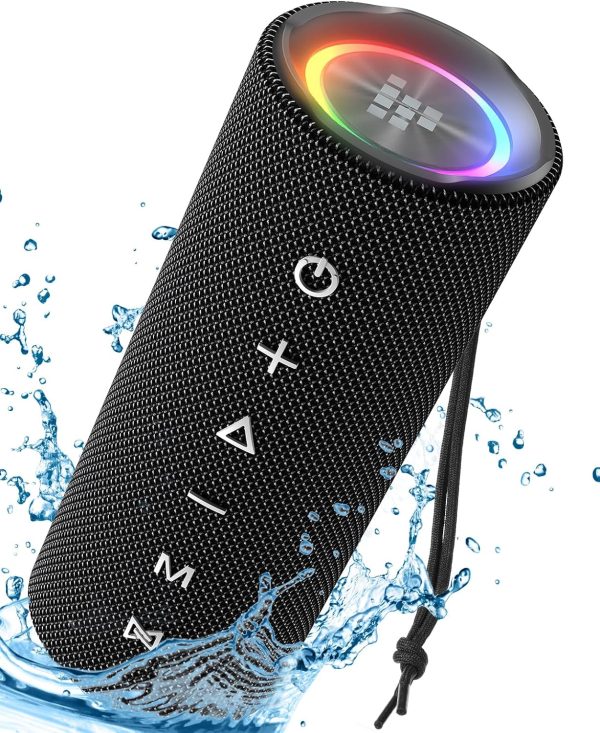 Tronsmart Mirtune C2 Bluetooth 5.3 Speaker, Powerful Portable Speaker with Colour LED Light, 24H Playback, IPX7 Waterproof, 360° Stereo Sound, App Control, Supports TF, SD, for Outdoor