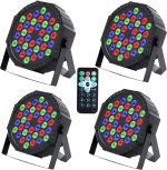 4pcs RGB LED Spotlights Pair with 36 LEDs, Stage Lights Disco Lights with Multiplex Digital Control and Sound Activation for Disco KTV Bar Christmas Party Wedding