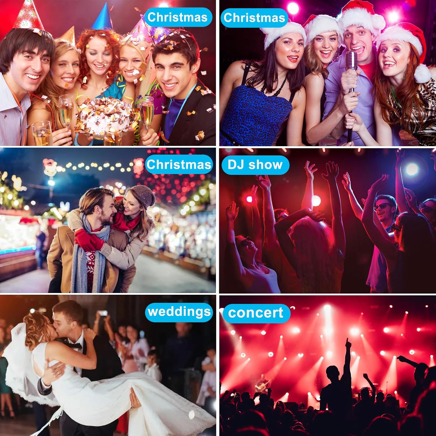 4pcs RGB LED Spotlights Pair with 36 LEDs, Stage Lights Disco Lights with Multiplex Digital Control and Sound Activation for Disco KTV Bar Christmas Party Wedding - Imagen 4