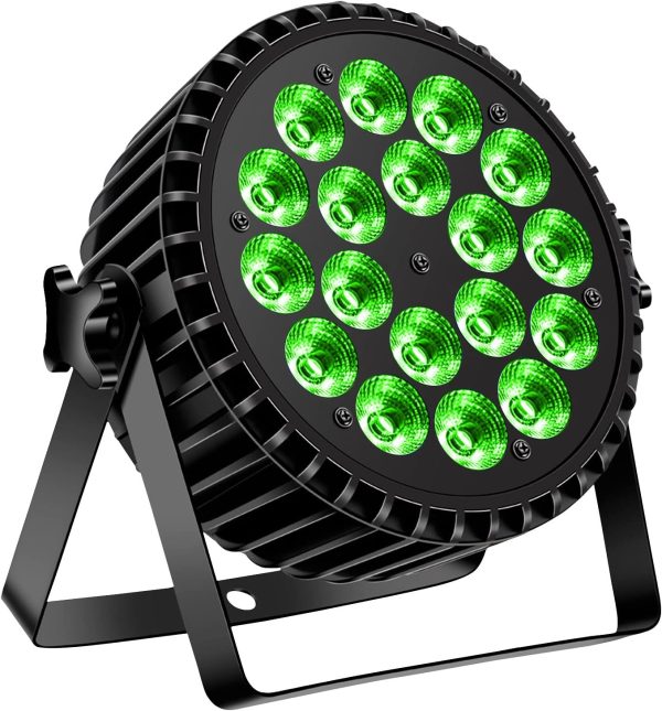 LED Par Headlight 200W 18 LED Stage Light Spotlight Disco Party 8CH Pair LED RGBW DMX Sound Strobe Active Mode Lighting DJ Light Effect for Show Bar KTV Party Halloween