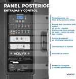 Vonyx VSA700 – Portable Speaker 15 Inches and 1000 W with Battery, 2 Wireless Handheld Microphones, Bluetooth 5.0, MP3, Built-in Amplifier, Ideal Presentations, Conferences, Musicians, DJ - Imagen 5