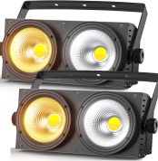 2PCS 200W COB Pair LED, 3200K-8000K Stage Spotlight Cool White/Warm Effect with Sound Activation, Spotlight for Theatre Church Disco Wedding Audience Lighting Halloween Christmas