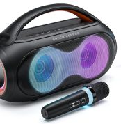200W Portable Karaoke Bluetooth Speaker, Equipped with 2 Wireless Microphones for Karaoke, AUX, TF, USB, Ideal for Adults, Children, Indoor Use, Party and Outdoor Activities