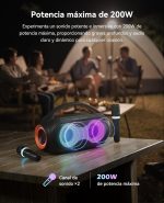 200W Portable Karaoke Bluetooth Speaker, Equipped with 2 Wireless Microphones for Karaoke, AUX, TF, USB, Ideal for Adults, Children, Indoor Use, Party and Outdoor Activities - Imagen 4