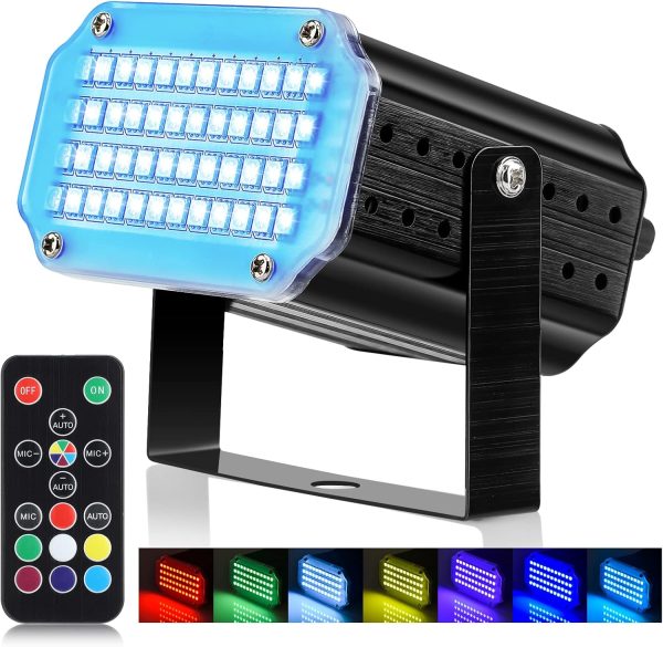 Mini LED Strobe Light, Sound Activation and Flash Speed Control Light with 48 Bright LED Stage Lighting for Dancing Parties Birthday DJ Bar