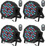 4PCS Pair LED DMX 7CH Spotlights, RGB 36 LED Stage Lights with Remote Control, 72W Disco Light with 7 Lighting Modes for Parties Stages Bars Halloween Christmas