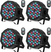 4PCS Pair LED DMX 7CH Spotlights, RGB 36 LED Stage Lights with Remote Control, 72W Disco Light with 7 Lighting Modes for Parties Stages Bars Halloween Christmas