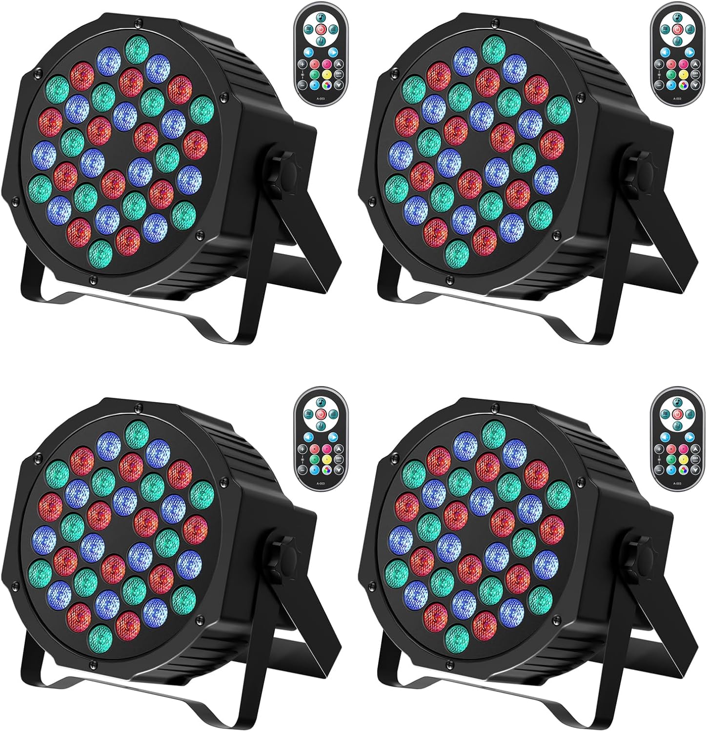4PCS Pair LED DMX 7CH Spotlights, RGB 36 LED Stage 4PCS Pair LED DMX 7CH Spotlights, RGB 36 LED Stage Lights with Remote Control, 72W Disco Light with 7 Lighting Modes for Parties Stages Bars Halloween Christmas
