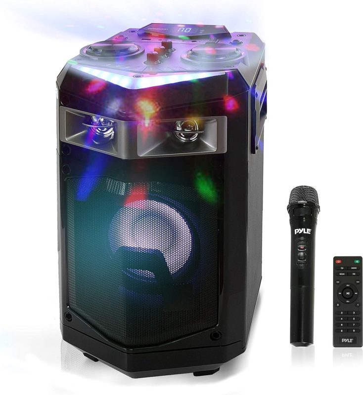 Powerful Bluetooth Speaker, Trolley with Wheels, Bluetooth Speaker, 60W, Portable Speaker, Wireless, USB, SD Card, Aux 3.5 mm, Karaoke LED, Speaker 26 x 44 cm