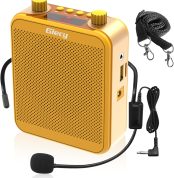 Voice Amplifier with Microphone Portable Public Address System 30W 2800mAh Rechargeable Battery for Teachers, Training, Meeting, Tour Guide (Yellow)