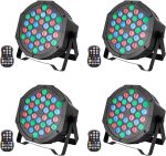 UKing 4 x RGB LED Battery Pack of 72 W Rechargeable LED Stage Lights with Remote Control and Sound Activated Mode, Party Light Disco Outdoor for DJ Wedding Birthday Halloween Christmas