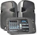 Vonyx PSS302 PA System Complete Set Speakers with Mixer, Sound System, 300 W, PA Speaker Set with Microphone and Tripods, Bluetooth, USB, SD, Remote Control, DJ, Singer, Conference - Imagen 3