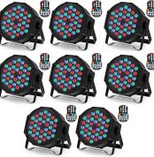 8pcs 36 RGB LED Spotlight Pair with Rechargeable Battery, Disco Headlight Disco Lights with Functional Remote Control 7 Modes Stage Lighting and DMX Control for DJ Disco Wedding Party