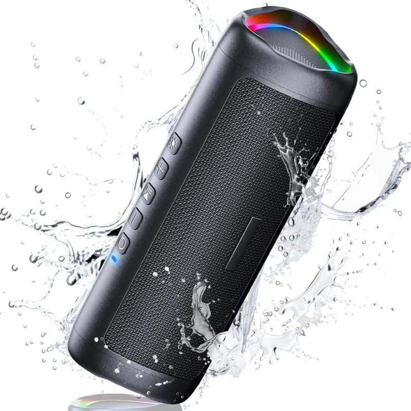 Bluetooth 5.3 Speaker, 30 W Powerful Bluetooth Speaker with Colour LED Light, Powerful Bass and Clear Treble, IPX5 Waterproof, 24H Playback Bluetooth Speaker with TWS Pairing
