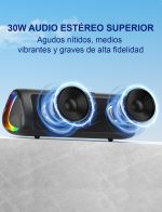Bluetooth 5.3 Speaker, 30 W Powerful Bluetooth Speaker with Colour LED Light, Powerful Bass and Clear Treble, IPX5 Waterproof, 24H Playback Bluetooth Speaker with TWS Pairing - Imagen 3