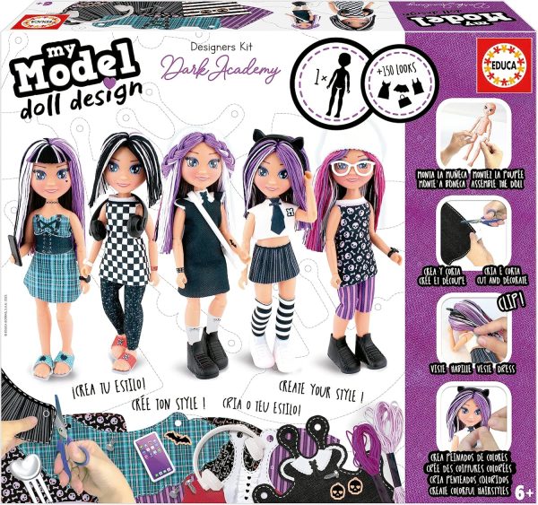Educa - My Model Doll Design Dark Academy Fashion Style Kit to Become a Designer and Stylist. Craft for Kids Ages 6 (19827)